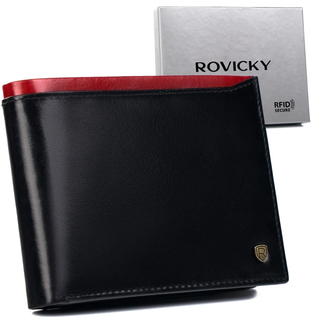 Portfel męski skórzany RFID czarny Rovicky N992-RVT