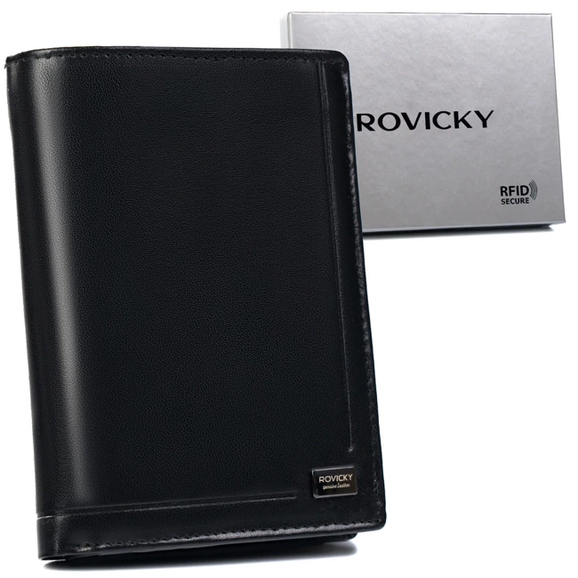 Portfel męski skórzany czarny Rovicky PC-104-ASL