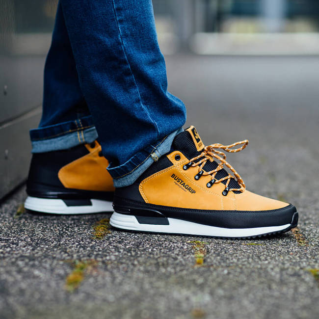 Skórzane buty męskie sneakersy żółte Cruiser Bustagrip