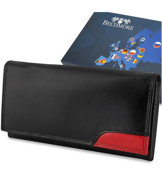 Skórzany portfel damski czarny Beltimore 040